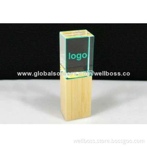 Wooden Crystal USB Gift with Logo Laser 2.0 USBNew
